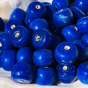 20pc Vintage Royal Blue Glass Guru Beads: Handmade Nepal Trade Beads