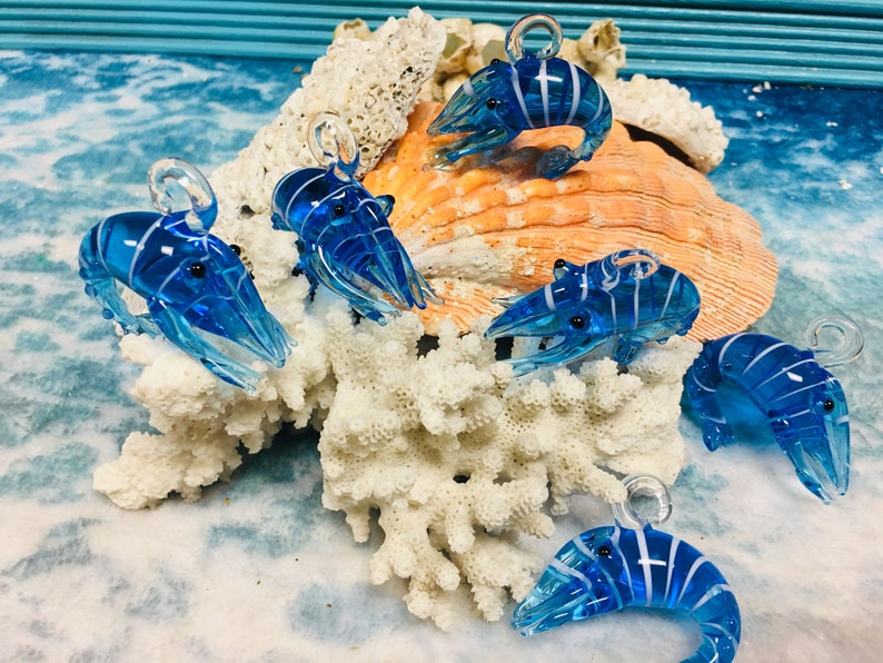 SUPPLY Hand Blown Glass Shrimp Pendant / Sea Animal Murano Etsy