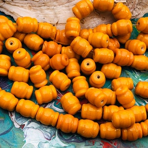 25pc Vintage Orange Glass Guru Beads: Handmade Nepal Trade Beads
