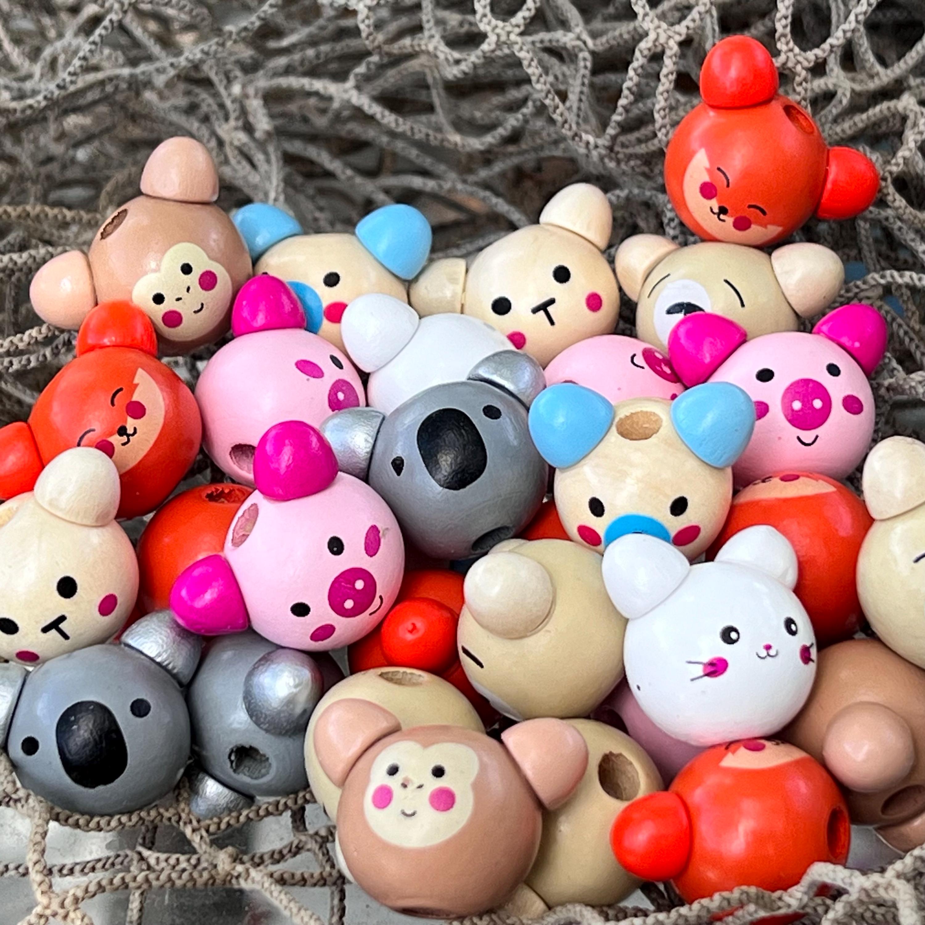 6pc Hand-painted Wood Animal Beads: DIY Craft Supplies - Etsy