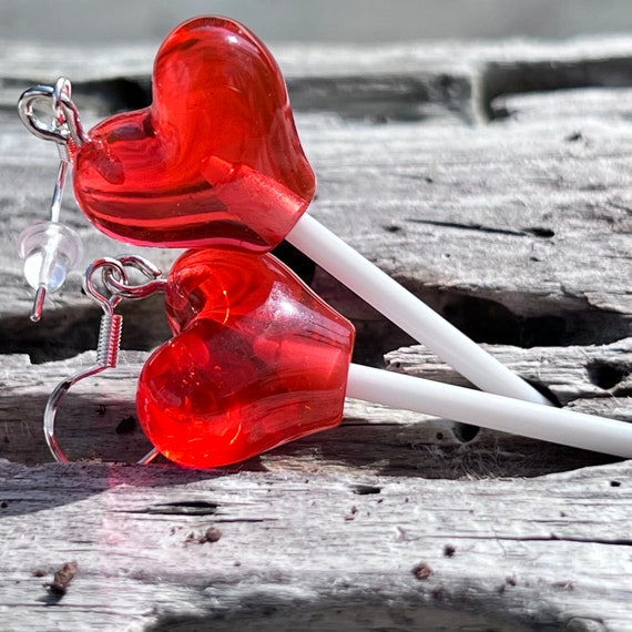 Heart Lollipop Earrings Cute Accessory red Lollipop Earrings funky Earrings fun Earrings. Etsy Ireland