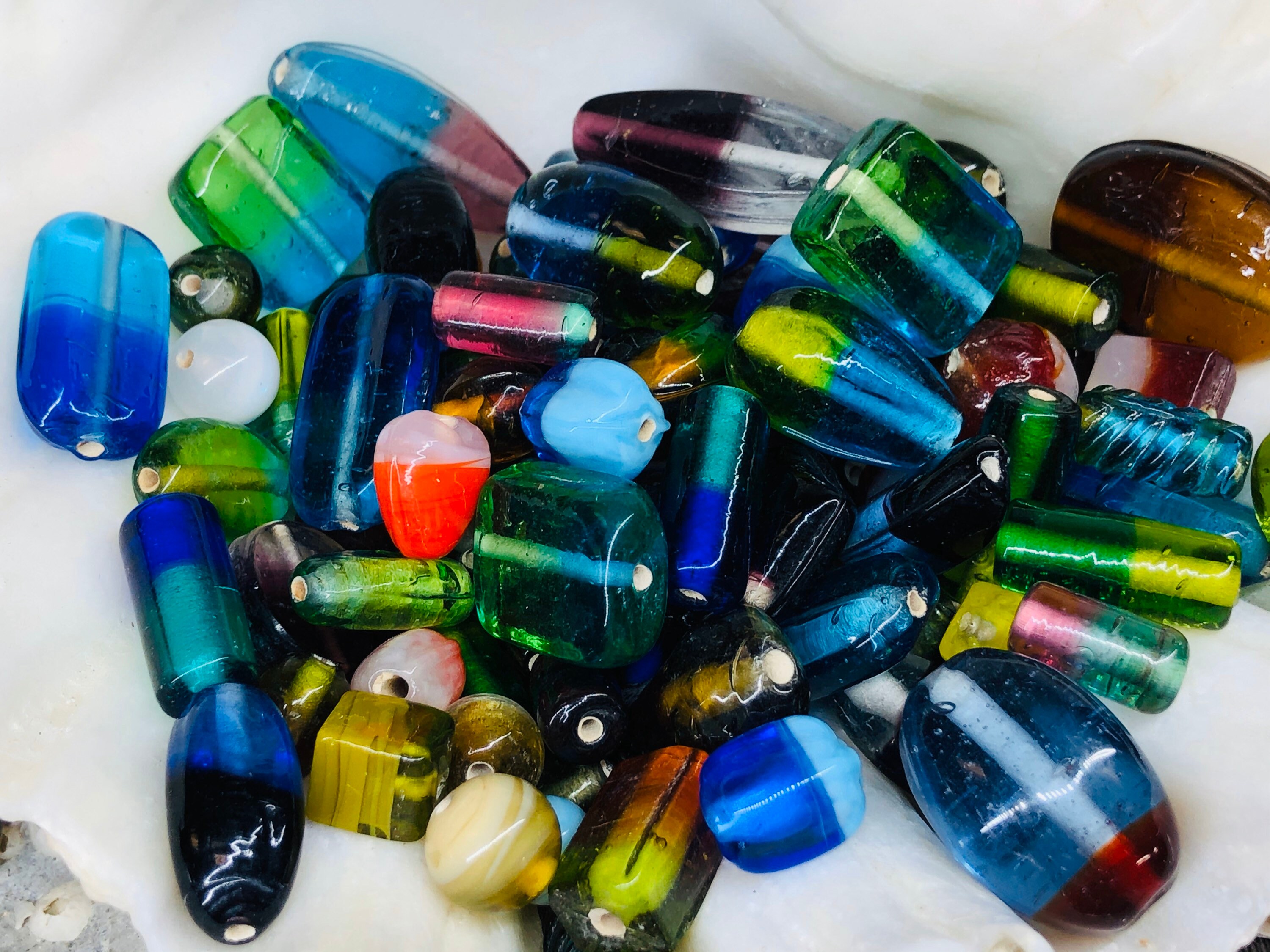 VINTAGE 50 Glass Bead Assortment / Two Tone Glass Beads / Etsy