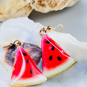 Watermelon Earrings / Fruit Hanging Earrings /Summer Dangle Earrings.  {F7-219#001441}