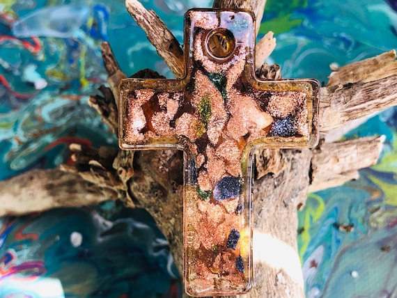 Glass cross pendant sale