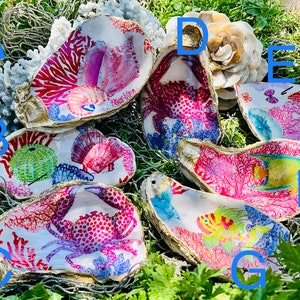 Oyster Shell Trinket Dish / Jewelry Tray /Ring Holder /Gold Oyster Jewelry Holder.{B4-54#264}