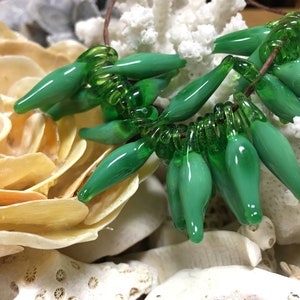 25pc Green Chili Pepper Glass Charms: Handmade Lampwork Pendants