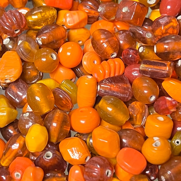 Orange Glass Beads Etsy