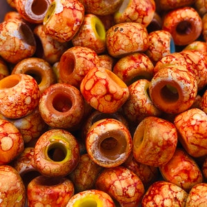 50pc  Crow Orange/Marble Color  Glass Bead/  Glass Beads/Rustic Glass Beads/Macrame Beads.{R4-1640#02396}