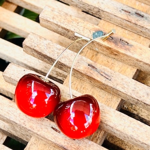 Kirsche Ohrringe/Obst Ohrring/Bar Ohrstecker/Lange Tropfen rote Kirsche baumeln Ohrring.