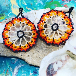 Mexican  Earrings /  Beaded Earrings / Fiesta Earrings/  Boho Chic Jewelry / Hand made Beaded Earrings .{B7-67#00495}