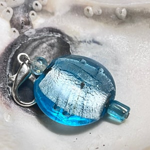 Silver Foil  Lampwork Pendant , Charm/ Glass Pendant.  {C6-99#000945}