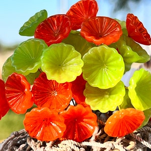 8pc  Glass Flower Headpins-Glass Headpins - Millinery - Flower Beads - Handcrafted - Brass Wire {Y2-30687#5381}