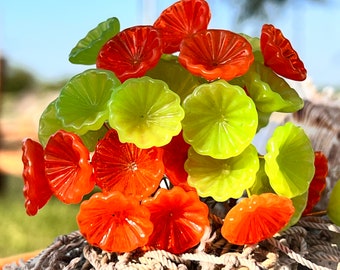 8pc  Glass Flower Headpins-Glass Headpins - Millinery - Flower Beads - Handcrafted - Brass Wire {Y2-30687#5381}