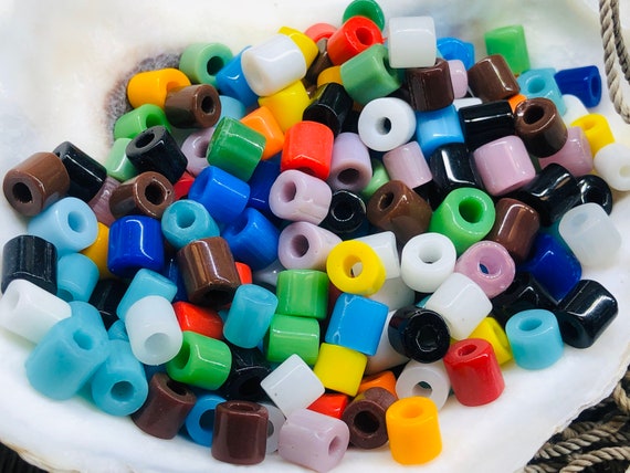 100pc Mix Opaque Color Tile Glass Beads / Barrel Beads/ Colorful Beads.  O3-157301861 