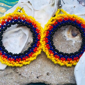Mexican  Earrings /  Beaded Earrings / Fiesta Earrings/  Boho Chic Jewelry / Hand made Beaded Earrings .{B7-67#00495}