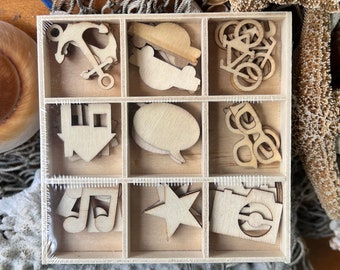 Wood Embellishments: Scrapbooking Ornaments, Mixed Shapes (36 pcs)
