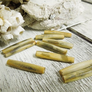 12pc  Horn Pipe 1.5&quot;  Beads/Burn Light Horn Beads, Rustic/Horn Tube Beads .{A4-15#00099}