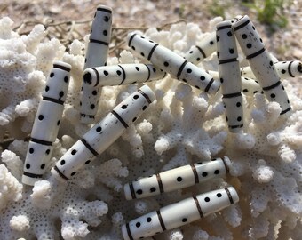 Perline domino in osso di bufalo da 6 pezzi: perline per capelli nere e bianche