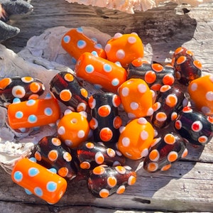 Set of 20pc Vintage Dotted Lampwork Glass Beads/  Polka Dot Glass Beads/ Raised Dots Beads12. {N5-1545#001638}