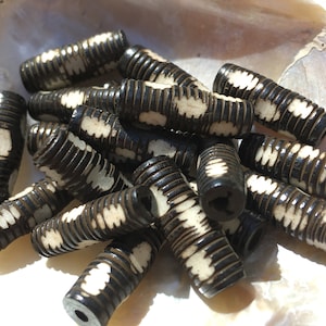 10pc Carved Bone Tube Beads  /Jewelry / craft //Rustic/Tube Beads/Carved Bone/Black Bone.{F9-227#001506}