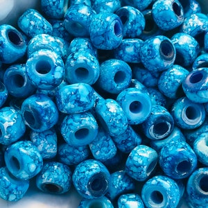50pc  Crow White Aqua Marble Color  Glass Bead/  Glass Beads/Rustic Glass Beads/Macrame Beads/ 9mm Beads. {E3-165#1094}
