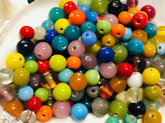 60pc Multi Color Glass Beads, Round,6mm_9mm. {F2-201# 001354} - Etsy