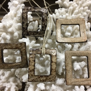 6 eslabones rectangulares grandes de coco natural, color original, dijes, cuentas naturales, joyas y abalorios. {F6-215#001411}