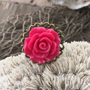 Flower Filigree Ring / Rose Adjustable Brass filigree Ring/ Gift for Her. {A9-34#00151}