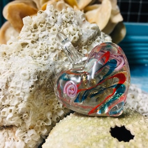 Heart Lampwork Pendant / Glass Heart  / Heart Charm /Blown Glass Pendant / 40x30x18mm  {D3-125#00399}