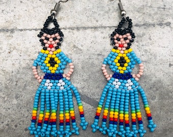 Boucles D'oreilles Vintage Longues - Perles De Verre Vertes - Clous Percés - Bijou Ancien Style 1843