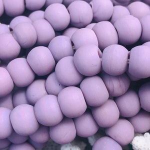 SUPPLY:  50 Matte Glass Crow Roller Beads -  Dusty Lilac Macrame Beads - Large Hole Beads /Glass Beads . {R7-1657#02481}