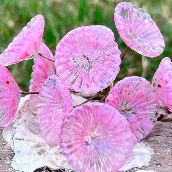 5pc Dotted Glass Flowers  / Flower Ornament /Glass Flower Headpin .{Q3-71#00523}