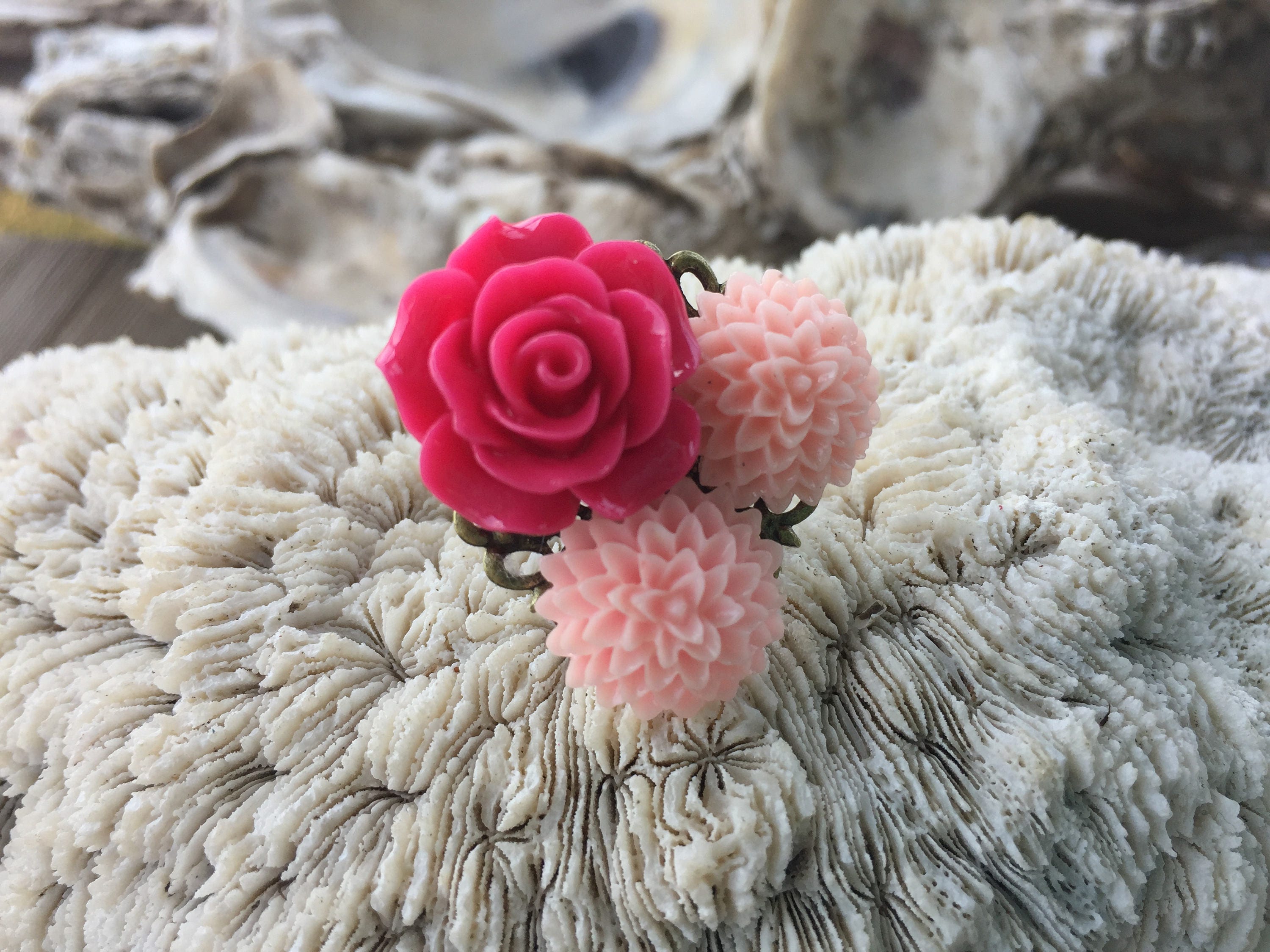 JEWELRY: Flower Filigree Ring / Rose Adjustable Brass JEWELRY: Flower Filigree Ring / Rose Adjustable Brass