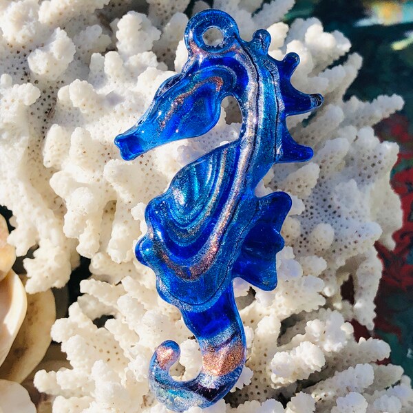 Glass Seahorse Pendant Etsy