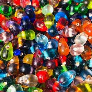50g Vintage Colorful Drop Glass Beads: Small Mixed Beads