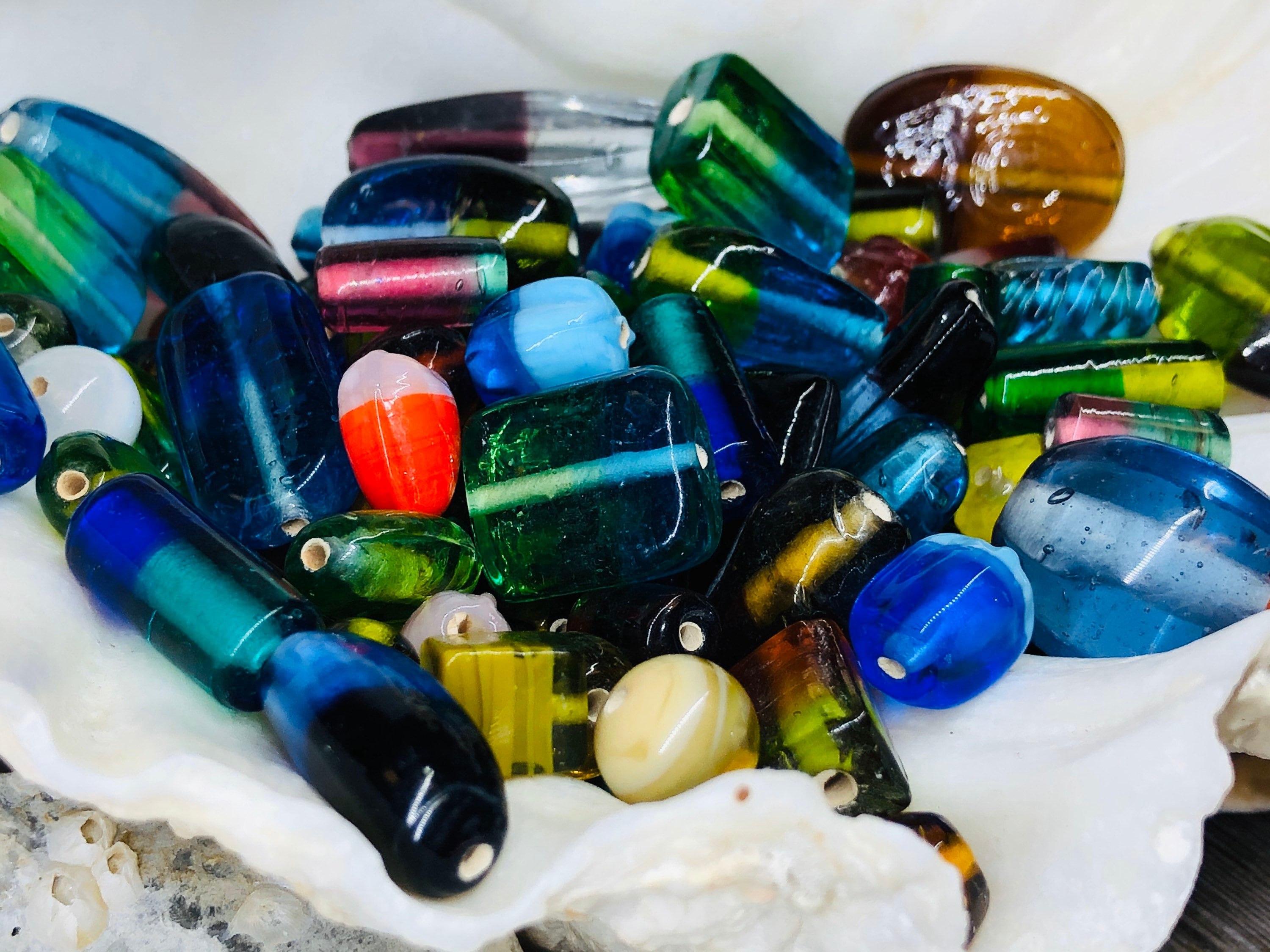 VINTAGE 50 Glass Bead Assortment / Two Tone Glass Beads / Etsy