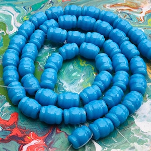 25pc GuruTube Handmade Nepal Beads /  Blue Glass Beads Trade Beads. {O6-1588#1995}