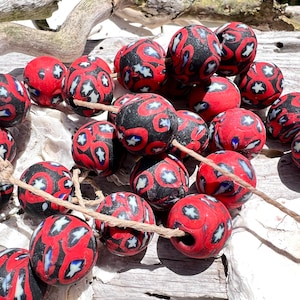 10pc Vintage Matte Millefiori Glass Beads: Large Round Beads (15-16mm)