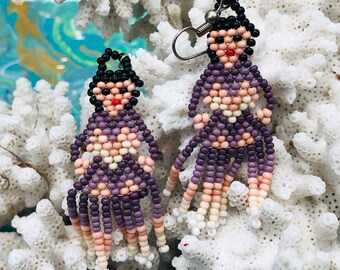 JEWELRY : Pendientes de la dama mexicana / pendientes con cuentas / pendientes de fiesta / joyería frida / pendientes con cuentas de borla . •B7-67-00495