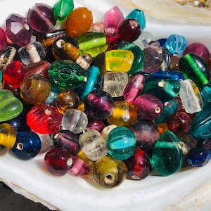 50grams Colorful Mix Color Beads - Small Beads -Mix shape Glass Beads . {G6-1676#02581}