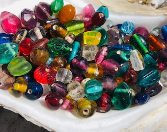 50grams Colorful Mix Color Beads - Small Beads -Mix shape Glass Beads . {G6-1676#02581}