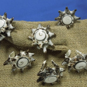 Hand Carved Shell Flower Napkin Rings / Set of 6 /Nautical Beach Home Decor/Coastal Home Decor /Nautical Napkin Rings.{B1-41#00189}