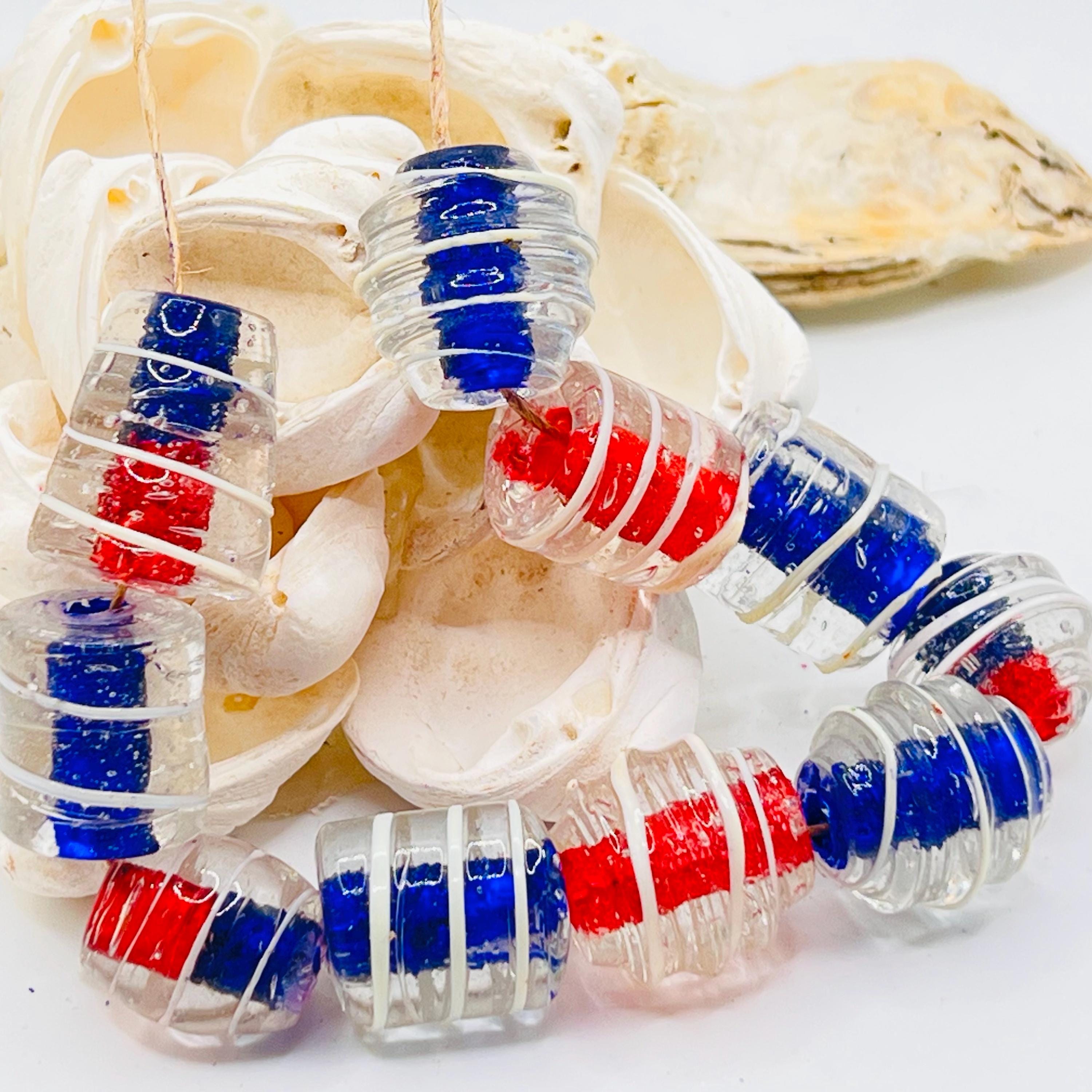 ヴィンテージ チャンキー ガラス ビーズ 10 個 / 大きな穴の