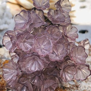 以下が含まれることがあります： 紫とラベンダーの色合いのアメジストの花の形をしたクリスタルのクラスター