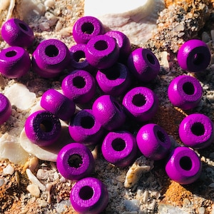 50 Stück bunte Holz Lavendel lila Krähenroller Perlen - Makramee Perlen - Großes Loch Perlen / Glasperlen. {G5-1669#002547}