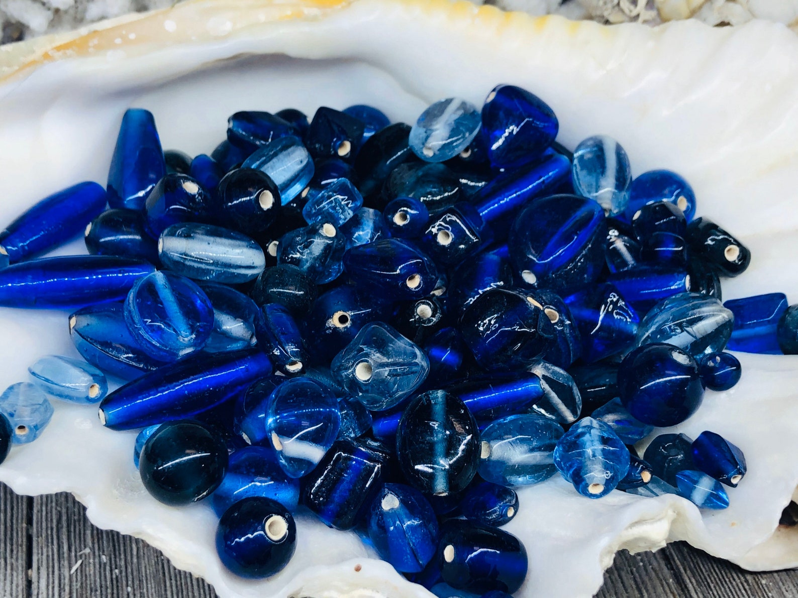 SUPPLY 50pcs Vintage Blue Glass Beads Blue Beads Mix Shape Etsy