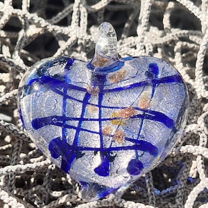 Love Heart Lampwork Pendant / Glass Heart  / Heart Charm /Blown Glass Pendant / 44x49x10mm. {N6-1553#01700}