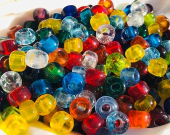 50pc  Vintage Mix Color Glass Crow Beads/ Assorted Beads /Vintage Jewelry Supplies. {P1-1560#2001}
