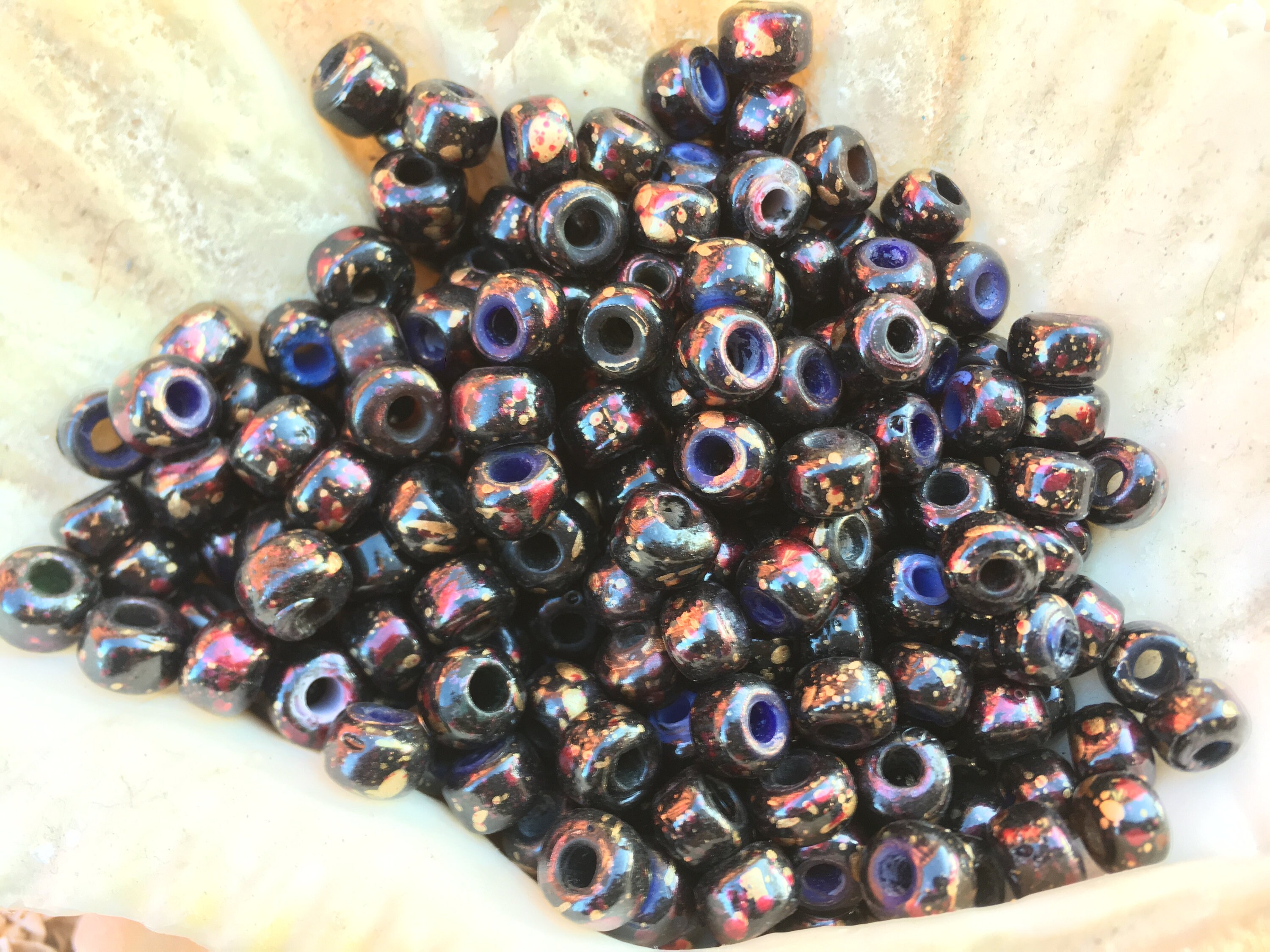 50pc Crow White Aqua Marble Color Glass Bead/ Glass Beads/rustic Glass Beads/macrame  Beads/ 9mm Beads. E3-1651094 