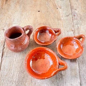 4pc Mini Ceramic Pots /Hand Made Mexican Pottery / Miniature Jarro , Cazuelas. {E8-185#001230}